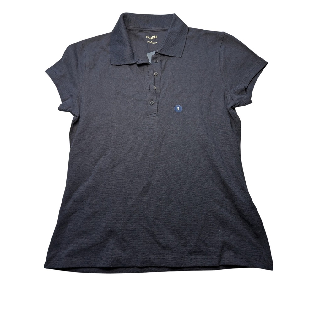 Hollister Womens Navy Blue Short Sleeve Polo Shirt Pique Knit Small NWT